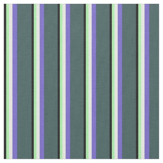 Black, Green, Mint Cream, Slate Blue & Slate Grey Fabric (Close Up)