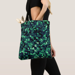 Black green mosaic with partially removed colour tote bag
