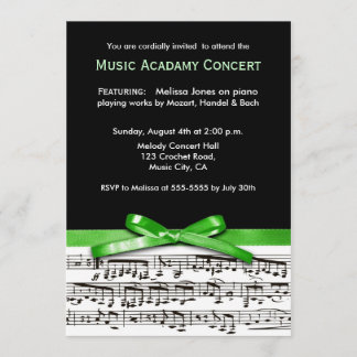 Black & green musical concert recital performance invitation