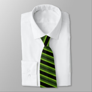 Black Green Neon Striped Fashion Tie