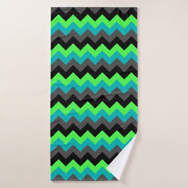 Black Green Ombre Chevrons Bath Towel (Bath Towel)