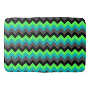 Black Green Ombre Chevrons Large Bath Mat