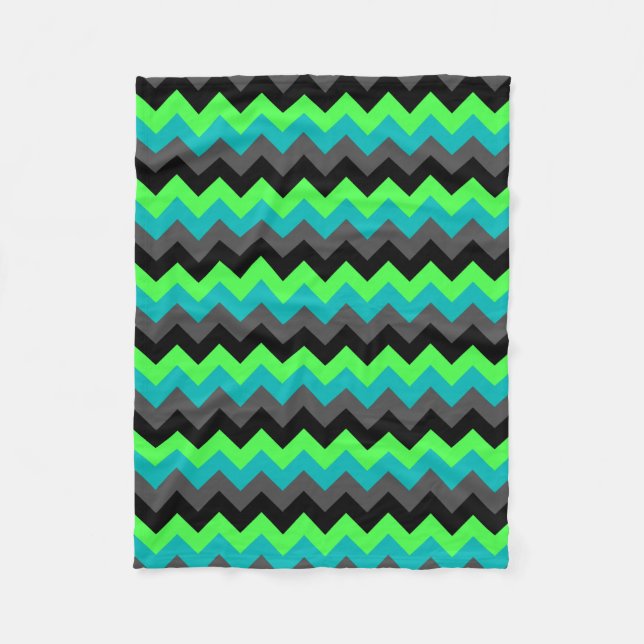 Black Green Ombre Chevrons Small Fleece Blanket (Front)