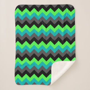 Black Green Ombre Chevrons Small Sherpa Blanket