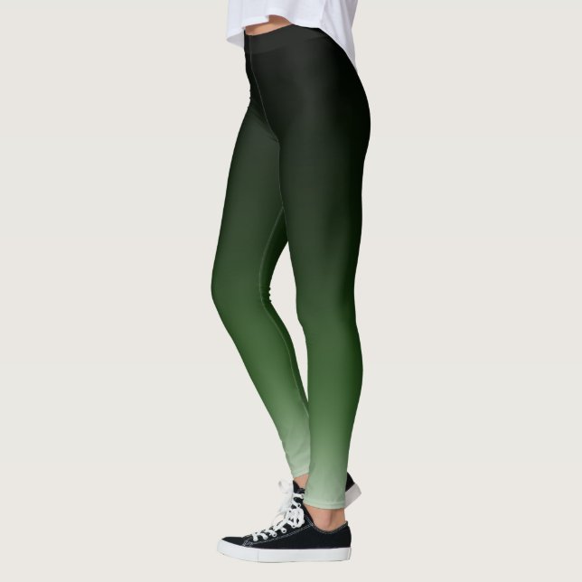 Black Green Ombre Gradient Fade Leggings (Left)