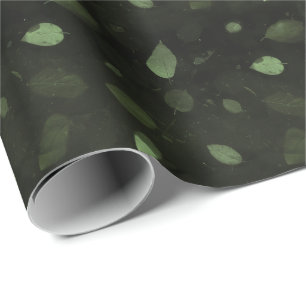 Black Green Organic Mulberry Pattern Elegant Wrapping Paper