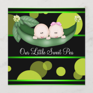 Black Green Peas In A Pod Gender Reveal Party Invitation