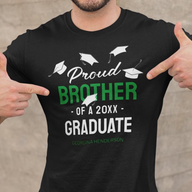 Black Green Proud Brother 2025 Graduate T-Shirt (Creator Uploaded)