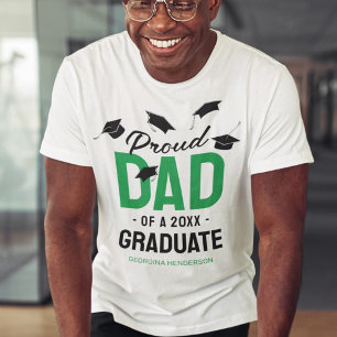 Black Green Proud Dad 2025 Graduate T-Shirt