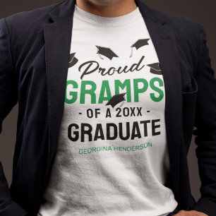 Black Green Proud Gramps 2025 Graduate T-Shirt