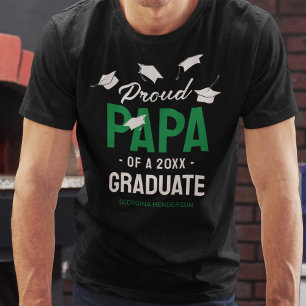 Black Green Proud Papa 2025 Graduate T-Shirt