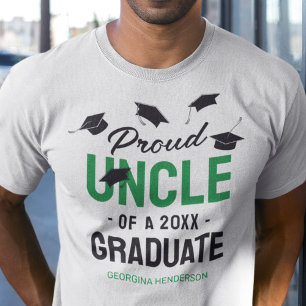 Black Green Proud Uncle 2025 Graduate T-Shirt