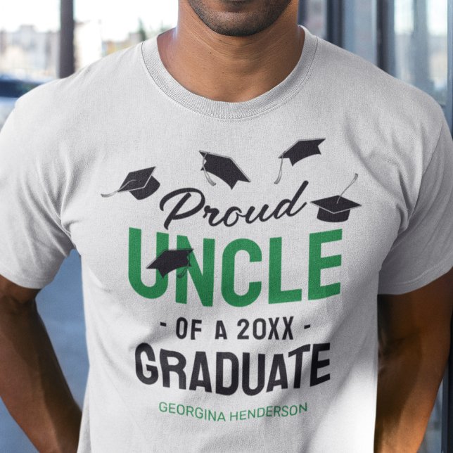 Black Green Proud Uncle 2025 Graduate T-Shirt (Creator Uploaded)