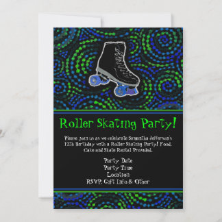 Black/Green Roller Skating Party Invitation