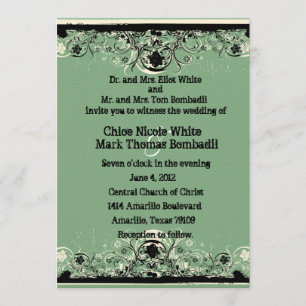 Black Green Shabby Lace Wedding Invitation