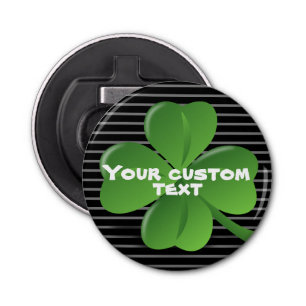 Black Green Shamrock Customisable Saint Patricks Bottle Opener