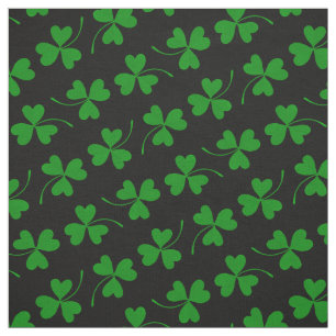 Black & Green St Patrick's Day Shamrock Pattern Fabric