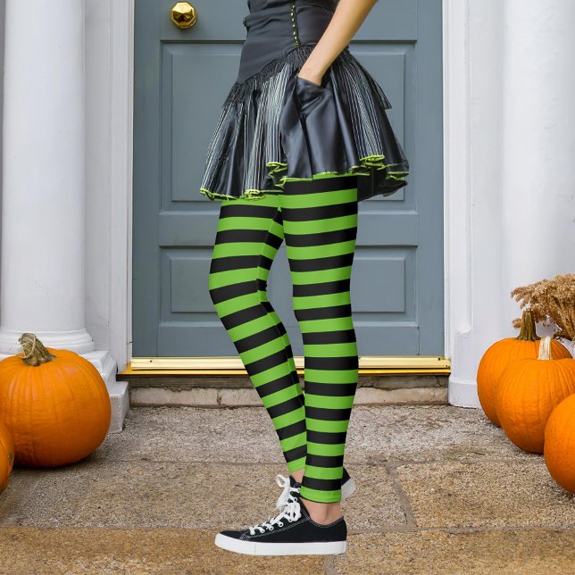 Black & Green Stripe Wicked Witch Halloween Leggings (Creator Uploaded)