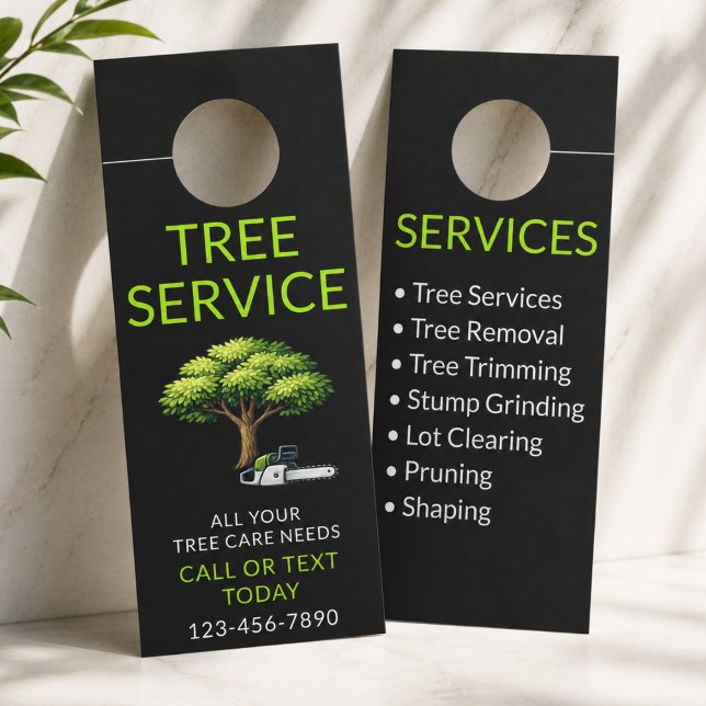 Black Green Tree Service Professional Door Hanger (Creator Uploaded)