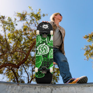 Black Green White Abstract Skateboard