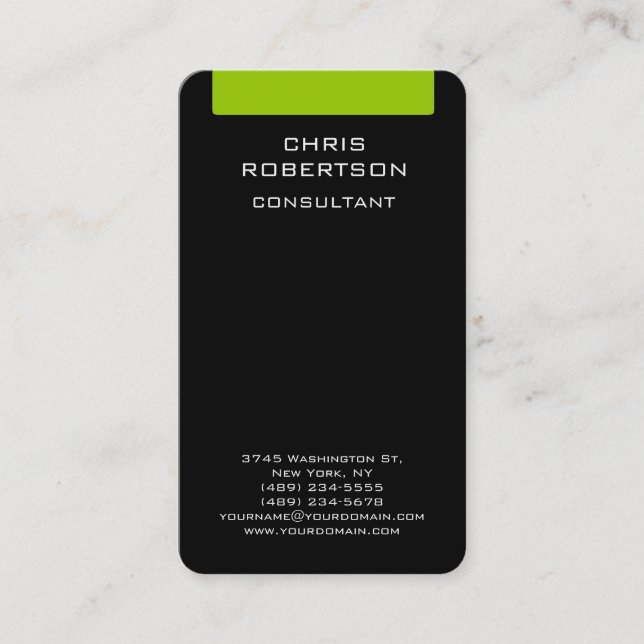 Black Green White Attractive Charm Business Card (Front)