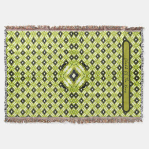 Black, Green & White Diamond Pattern Throw Blanket