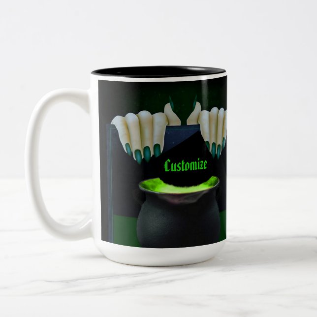 Black & Green Witches Brew Two-Tone Coffee Mug (Left)