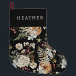 Black Greenery Christmas Stocking<br><div class="desc">Celebrate the season with our personalised Black Greenery Christmas Stocking from the Black Boho Botanical Christmas Holiday Card Collection. Featuring a beautiful design and space for a name,  this stocking captures festive charm. Personalise it with a name and add a special touch to your holiday decor.</div>