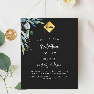 Black greenery graduation party invitation