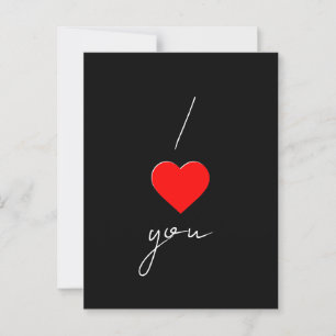 Black greeting card with "I Love you"