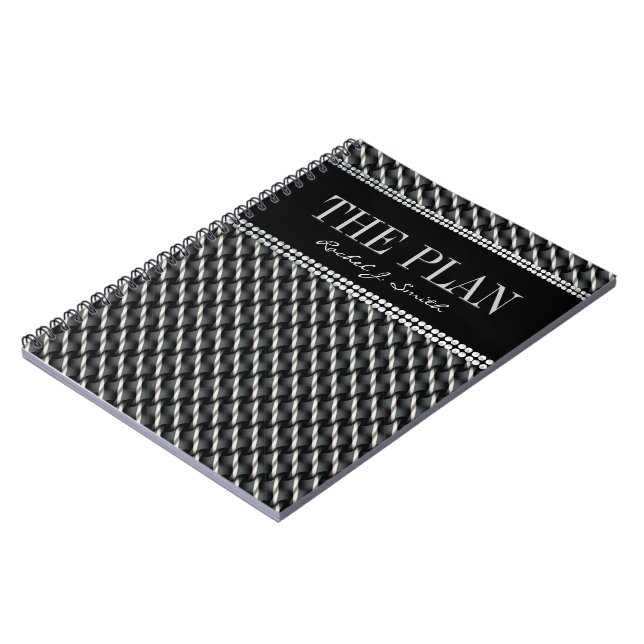 Black Grek Dark Textile Pattern Custom Notebook (Left Side)