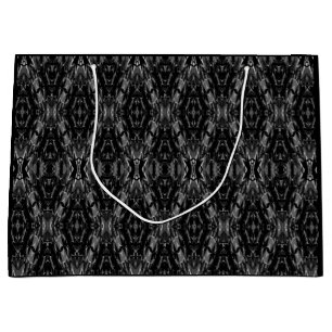 Black grey abstract geometry pattern  large gift bag