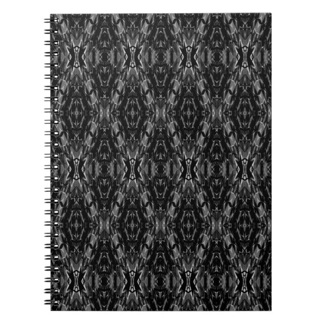 Black grey abstract geometry pattern  notebook (Front)