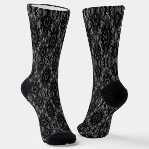 Black grey abstract geometry pattern  socks