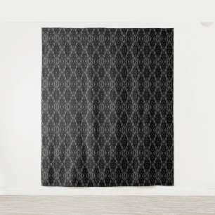 Black grey abstract geometry pattern tapestry