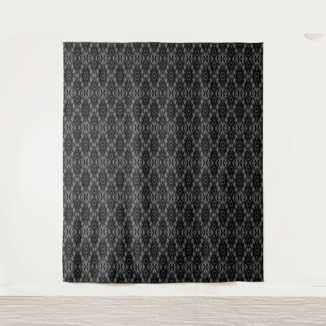 Black grey abstract geometry pattern  tapestry (Front)