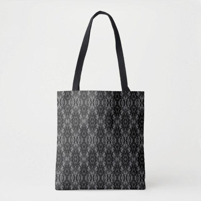 Black grey abstract geometry pattern  tote bag (Front)