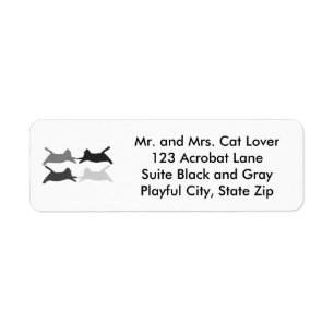 Black Grey Acrobat Cats Address Labels