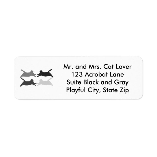 Black Grey Acrobat Cats Address Labels (Front)