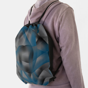 Black grey and blue ripples, with gradient parts   drawstring bag