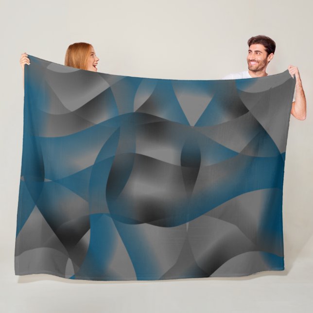 Black grey and blue ripples, with gradient parts   fleece blanket (In Situ)