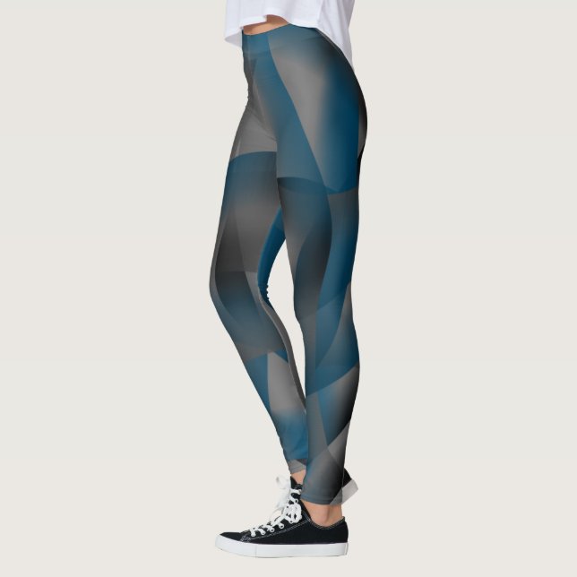 Black grey and blue ripples, with gradient parts   leggings (Left)