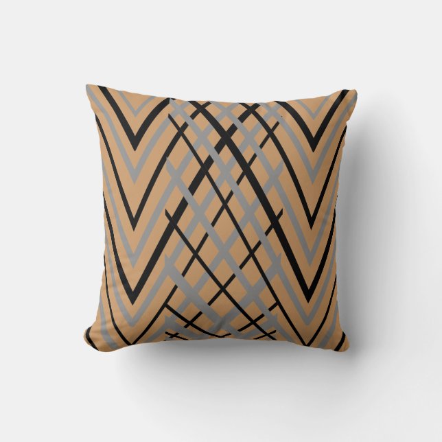 Black, Grey and Brown Pattern Cushion (Front)