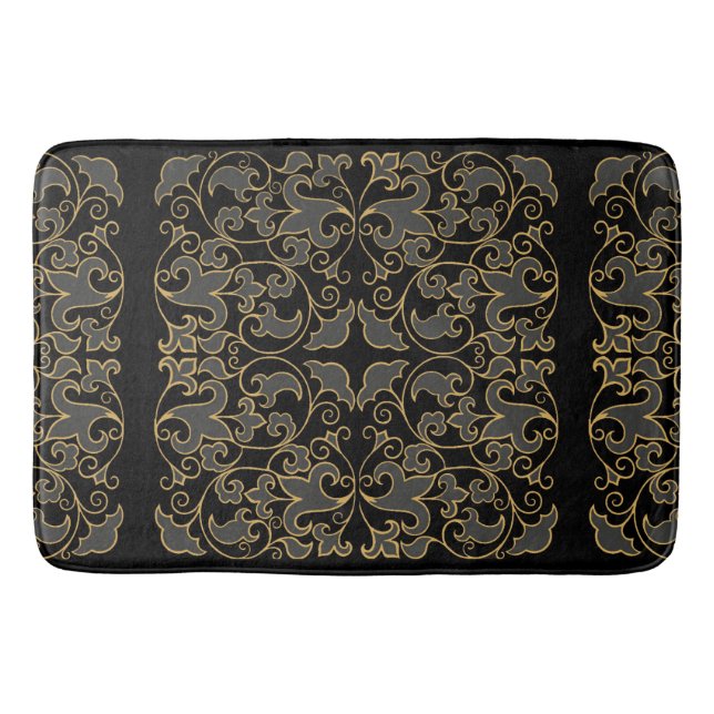 Black, Grey and Gold Bath Mat (Front)