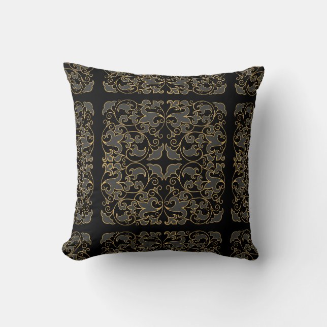 Black, Grey and Gold Cushion (Front)
