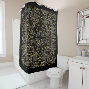Black, Grey and Gold Shower Curtain