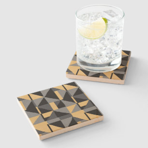 Black, Grey and Gold Square Stone Coaster