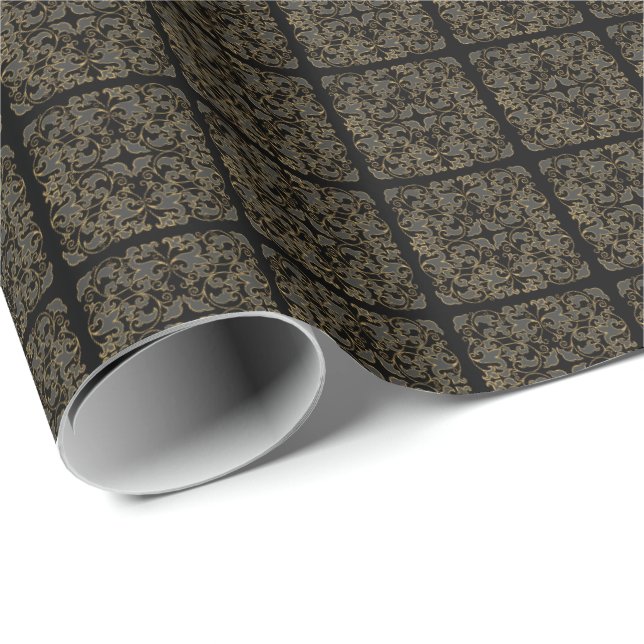 Black, Grey and Gold Wrapping Paper (Roll Corner)