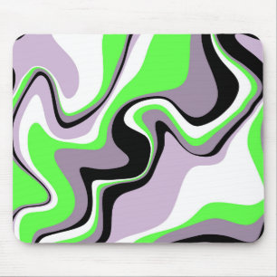 Black, Grey and Neon Green Fluid Abstract Mouse Pad