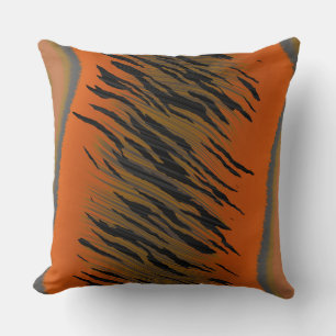 Black, grey and orange Tiger Abstract Cushion